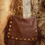 ZILLAH BROWN FRINGE STUDS BAG