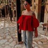 HOLA RED OFF SHOULDER TOP