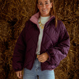 TRUDY BURGUNDY/PINK REVERSIBLE PUFFER JACKET