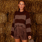 EDNA BROWN SUEDE FRINGE SHORT