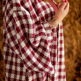 ROSEMARY BURGUNDY LONG CHECKERED COAT