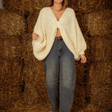 BUTTERFLY ECRU KNIT SWEATER