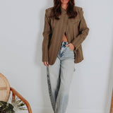 SOFIA KHAKI CHECKERED BLAZER