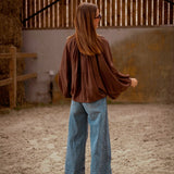 FAYE BROWN ZIP BLOUSE