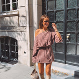 MOONLEY BORDEAUX CHECKERED BLOUSE