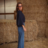 ONYX DARK BLUE BUTTON SWEATER