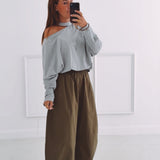 SAAR GREY CUT-OUT SWEATER