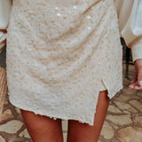 RUMBA ECRU SEQUIN SKIRT