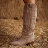 AMOS BEIGE COWBOY SUEDE BOOTS
