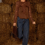 DEMI BROWN LACE BLOUSE