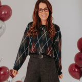 MELLOW DARK BLUE ARGYLE SWEATER