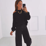 CAMILLE BLACK CUT-OUT PULLOVER