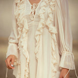 THELMA ECRU RUFFLE DRESS