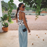 ESTEPONA ECRU POLKADOTS HALTER TOP