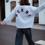 MOMMY GREY SWEATER - BORDEAUX LETTERS