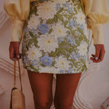 NAIMA WHITE/BLUE FLOWER SKIRT