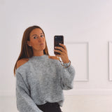 CAMILLE GREY CUT-OUT PULLOVER