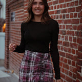 HAZY HUG BORDEAUX CHECKERED SKIRT