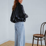 RIANNE DARK BLUE LEATHER JACKET