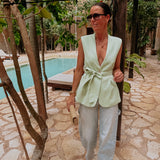 CRUSH CLUB MINT GREEN SLEEVELESS BLAZER