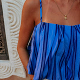 BARAKA BLUE STRIPED CROPPED TOP