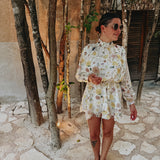 MAMACITA BEIGE FLOWER DRESS