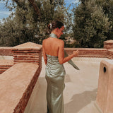 HAYATI SAGE BUSTIER DRESS WITH SCARF