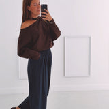 SAAR BROWN CUT-OUT SWEATER