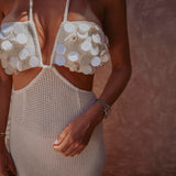BEACH SHELL ECRU CUT-OUT DRESS