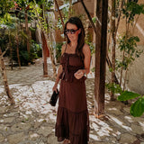 AITANA BROWN EMBROIDERED TWO-PIECE SET