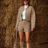 MORGAN TAUPE SUEDE SHORT