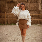 WINIFRED ECRU FRINGE SWEATER
