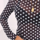 MIREYA BLACK POLKADOTS LONGSLEEVE SHIRT