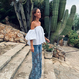 CADIZ EMBROIDERED WIDE LEG JEANS 05852