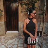 PRECIOSA BROWN HALTER DRESS