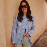IFRANE LIGHT BLUE CHECKERED BLAZER