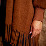 AUTUMN CAMEL FRINGE PONCHO