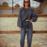 EUDORA DARK BLUE POLKADOTS BLOUSE