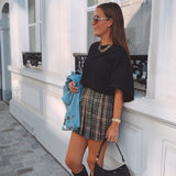 RORY KHAKI CHECKERED SKIRT