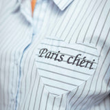 PARIS CHERI LIGHT BLUE STRIPED BLOUSE