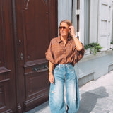 IDRA TERRACOTTA CHECKERED BLOUSE