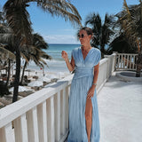 CASCADA DE AMOR BLUE PLISSE DRESS