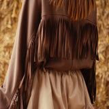 GIANNA BROWN FRINGE SWEATER