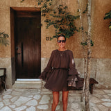 GARDENIA BROWN LAYER DRESS