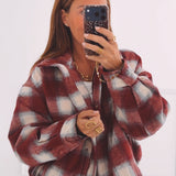 ALEXIS RED CHECKERED ZIP JACKET