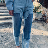 LUSIANA BLUE SPECIAL STRAIGHT JEANS A1076