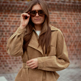 WHISPERING WIND BEIGE BELT SUEDE JACKET