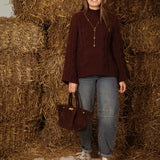 AVERY BROWN CABLE KNIT SWEATER