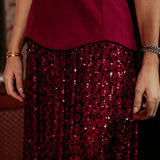 CHRISTMAS SHINE BORDEAUX BUSTIER SEQUIN DRESS