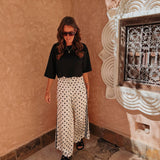 GHITA WHITE POLKADOTS WIDE LEG PANTS